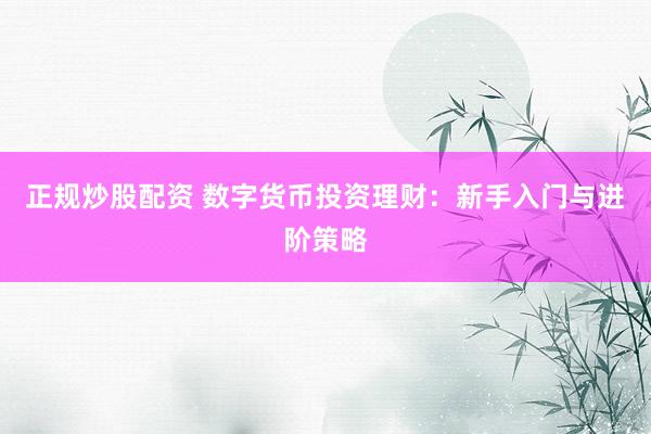 正规炒股配资 数字货币投资理财：新手入门与进阶策略