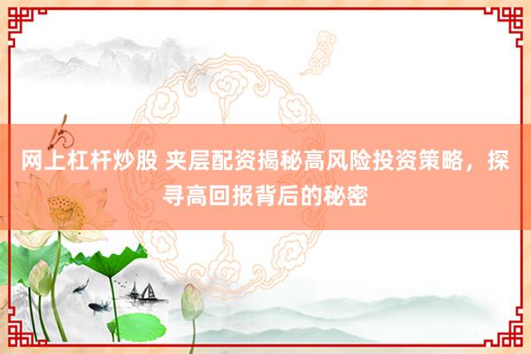 网上杠杆炒股 夹层配资揭秘高风险投资策略，探寻高回报背后的秘密