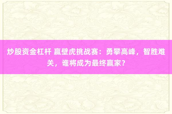 炒股资金杠杆 赢壁虎挑战赛：勇攀高峰，智胜难关，谁将成为最终赢家？