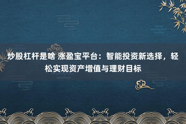 炒股杠杆是啥 涨盈宝平台：智能投资新选择，轻松实现资产增值与理财目标