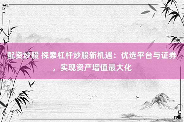 配资炒股 探索杠杆炒股新机遇：优选平台与证券，实现资产增值最大化