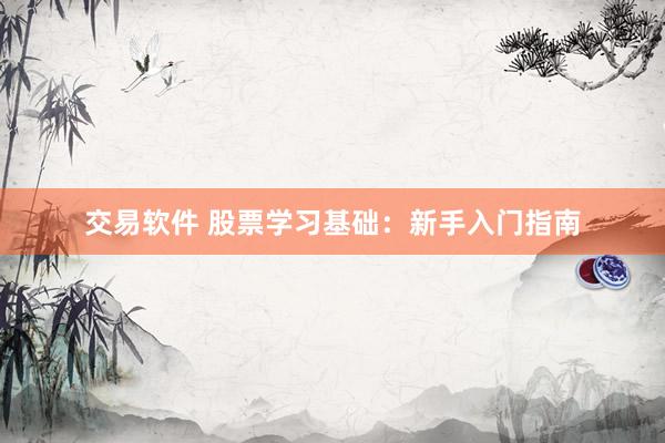 交易软件 股票学习基础：新手入门指南