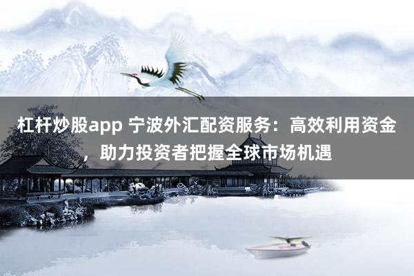杠杆炒股app 宁波外汇配资服务：高效利用资金，助力投资者把握全球市场机遇