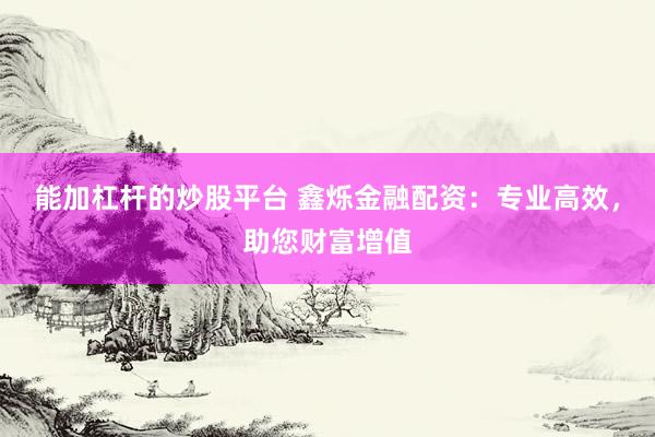 能加杠杆的炒股平台 鑫烁金融配资：专业高效，助您财富增值