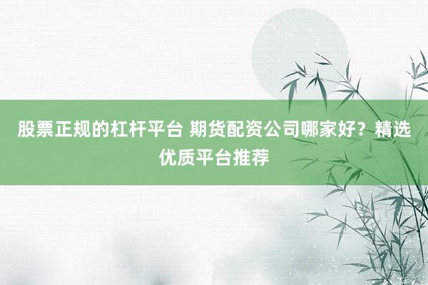 股票正规的杠杆平台 期货配资公司哪家好?精选优质平台推荐