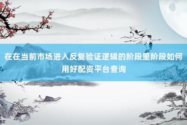 在在当前市场进入反复验证逻辑的阶段里阶段如何用好配资平台查询