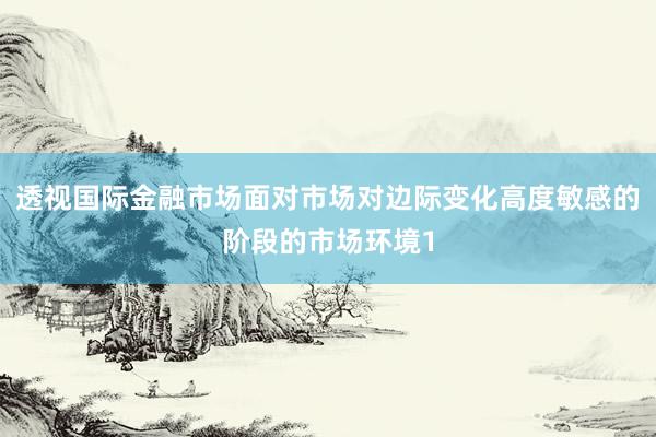 透视国际金融市场面对市场对边际变化高度敏感的阶段的市场环境1